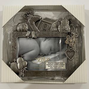 NWT pewter baby picture frame for 5x3.5 pic